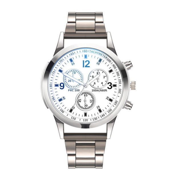 Blue Light Glass Three Eye Steel Band Watch Men's Watch