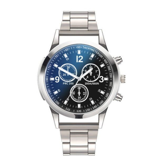 Blue Light Glass Three Eye Steel Band Watch Men's Watch