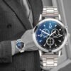 Blue Light Glass Three Eye Steel Band Watch Men's Watch