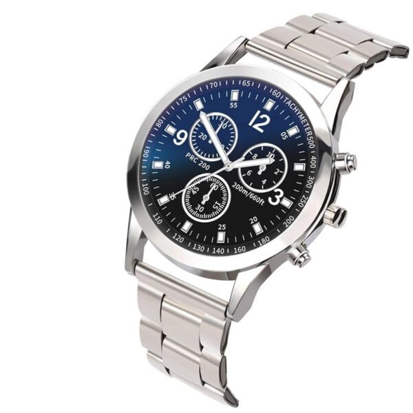 Blue Light Glass Three Eye Steel Band Watch Men's Watch