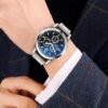 Blue Light Glass Three Eye Steel Band Watch Men's Watch