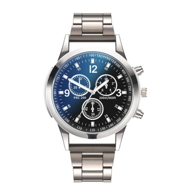Blue Light Glass Three Eye Steel Band Watch Men's Watch