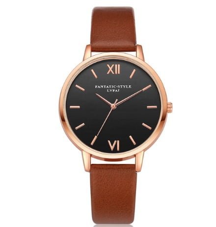 Korean style PU leather strap casual fashion watch ladies