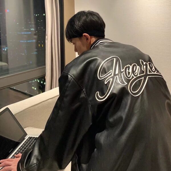 PU Leather Jacket Men's