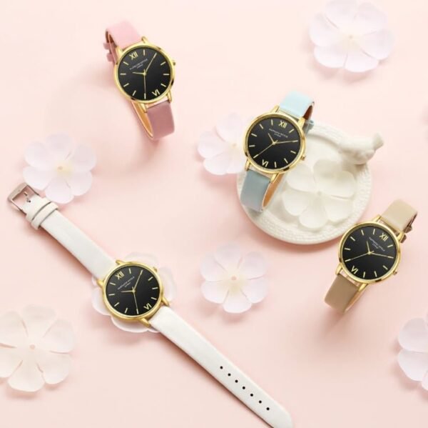 Korean style PU leather strap casual fashion watch ladies