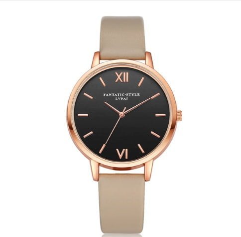 Korean style PU leather strap casual fashion watch ladies