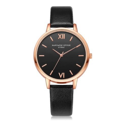 Korean style PU leather strap casual fashion watch ladies