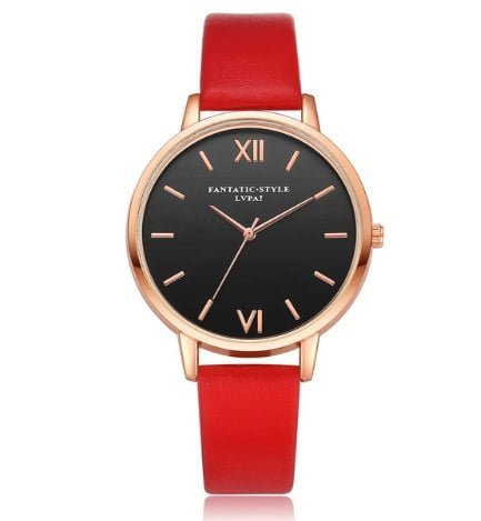 Korean style PU leather strap casual fashion watch ladies