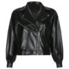 Short loose leather jacket