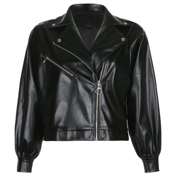 Short loose leather jacket