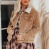 Corduroy Lamb Wool Splicing Coat