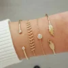 4pcs Arrow Feathers Leaves Moon Bracelet