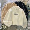 Velvet Coat Thick Embroidered Letters